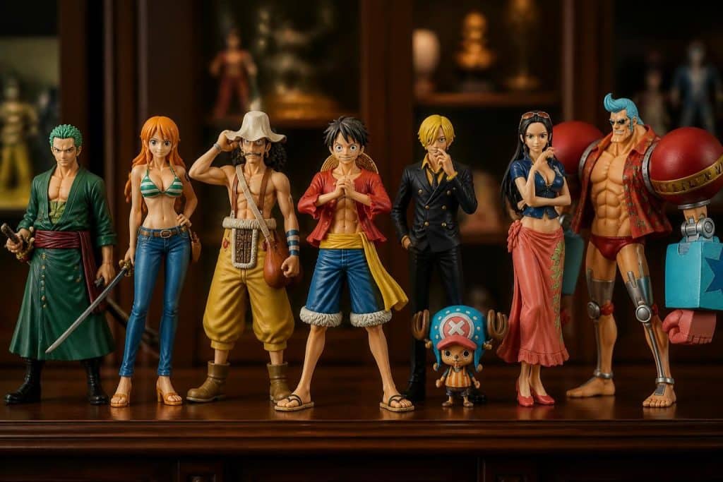 découvrez la collection officielle de figurines one piece, mettant en scène les héros incontournables de la célèbre série. parfait pour les fans et collectionneurs passionnés.